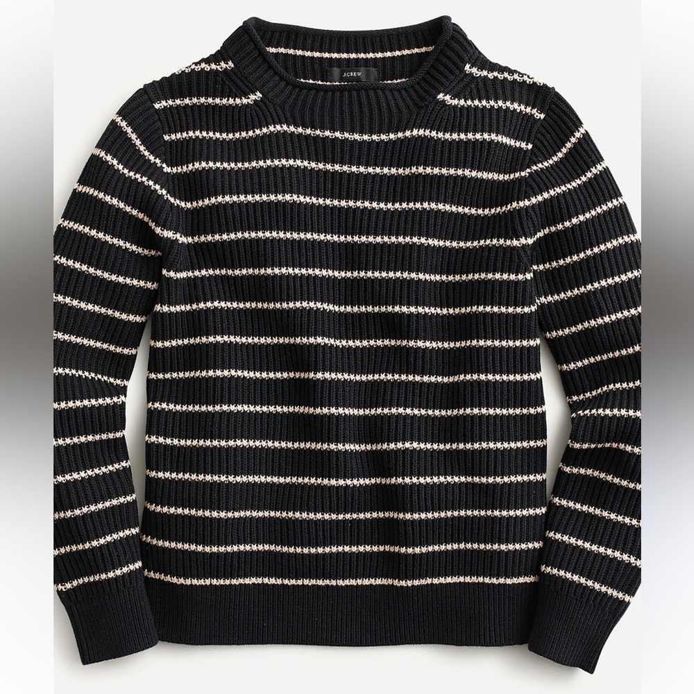 Women’s J.Crew Rollneck Cotton Pullover Sweater in Stripe Size XS
